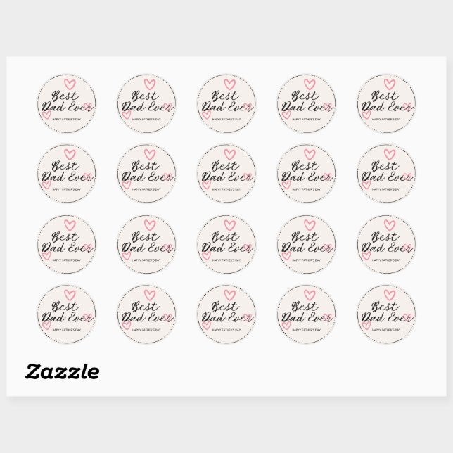 Happy Fathers Day- Best Dad Ever Classic Round Sticker (Sheet)