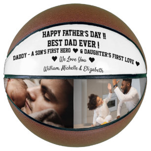 Happy Father's Day Best Dad Ever Custom Photo Text Basketball