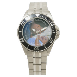 Happy Father's day Best dad ever Custom photo text Watch