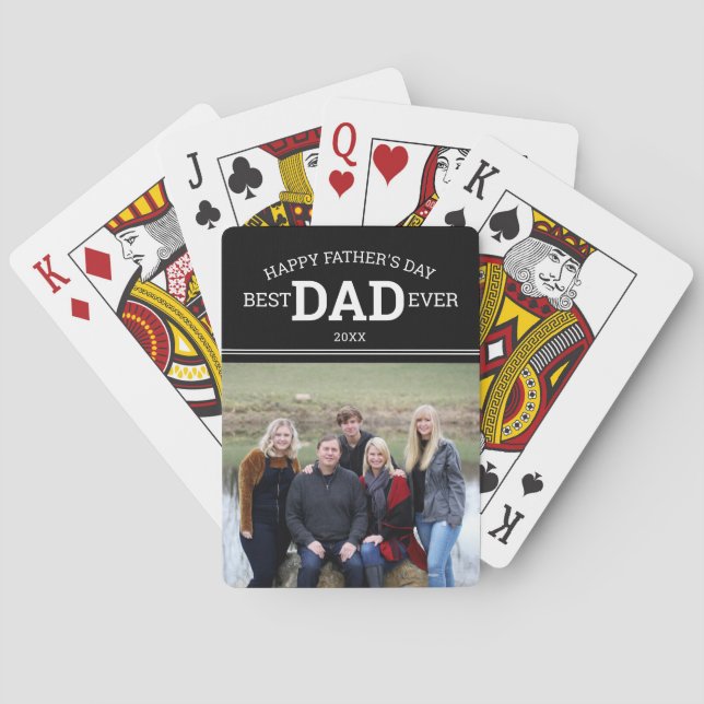 Happy Father's Day Best Dad Ever Family Photo Playing Cards (Back)