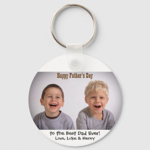 Happy Father's Day Best Dad Ever Kids Photo Keychain
