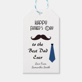 Happy Father's Day Best Dad Ever Moustache Tie Gift Tags