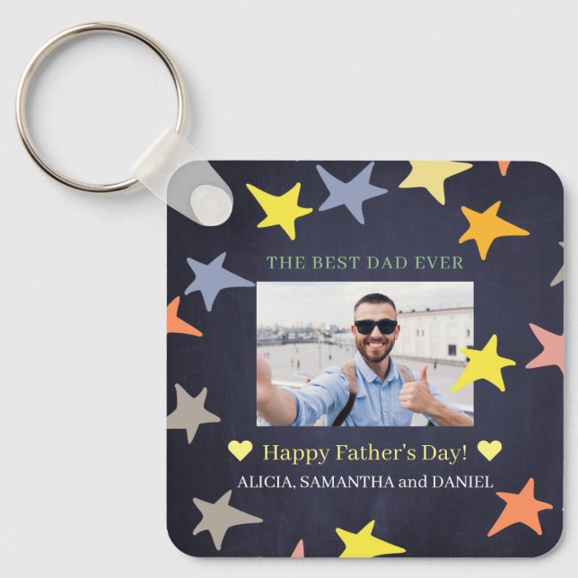 Happy Father's Day best dad ever photo Keychain (Front)
