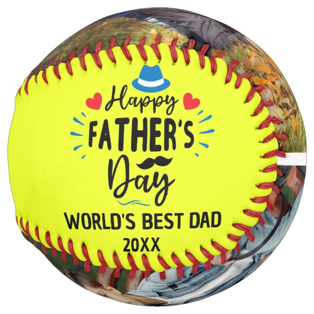 Happy Father's Day Best Dad | Personalized Photos Softball (Front Right)