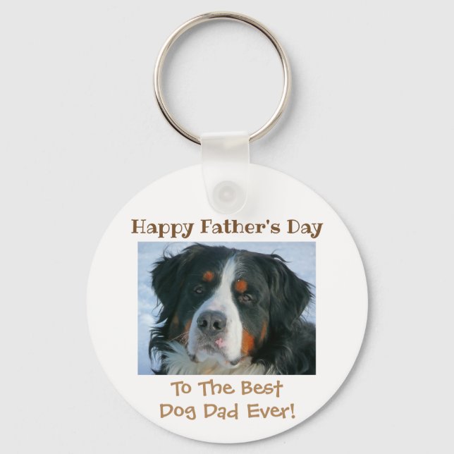 Happy Father's Day Best Dog Dad Photo Keychain (Front)