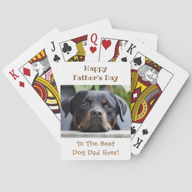 Happy Father's Day Best Dog Dad Photo Playing Cards (Back)