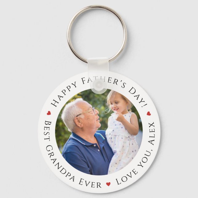 Happy Father's Day Best Grandpa Ever Personalized Keychain (Front)