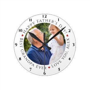 Happy Father's Day Best Grandpa Ever Personalized  Round Clock