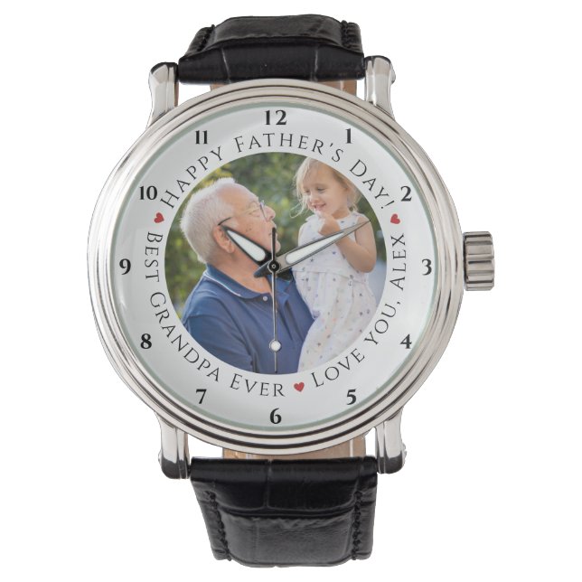 Happy Father's Day Best Grandpa Ever Personalized  Watch (Front)