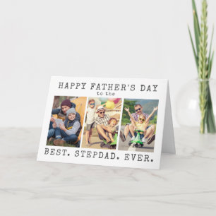 Happy Fathers Day BEST STEPDAD EVER 3 Photos Card