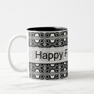 happy fathers day black white Two-Tone coffee mug
