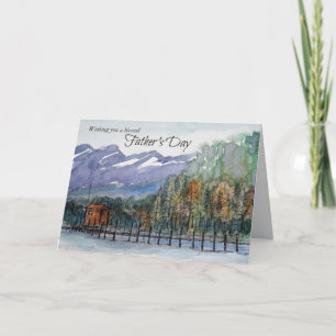 Happy Father's Day Blessings Mountain Lake Trees Card
