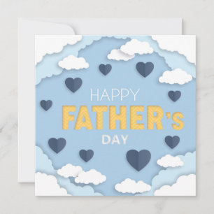 Happy Father's Day blue hearts in the sky Card