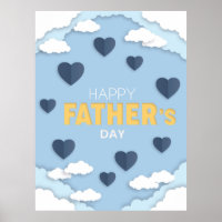 Happy Father's Day blue hearts in the sky Card