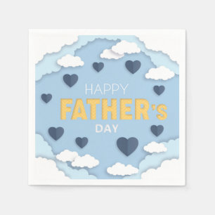 Happy Father's Day blue hearts in the sky  Napkin