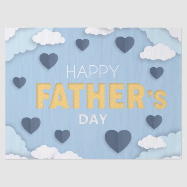 Happy Father's Day blue hearts in the sky  Tissue Paper (Front)