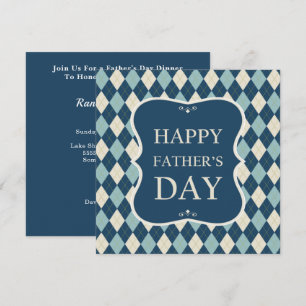 Happy Fathers Day Blue Shades Argyle Dinner Party Invitation