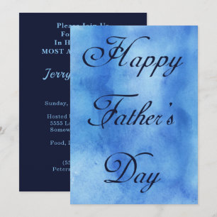 Happy Fathers Day Blue Summer Picnic Party Invitation