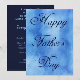 Happy Fathers Day Blue Summer Picnic Party Invitation
