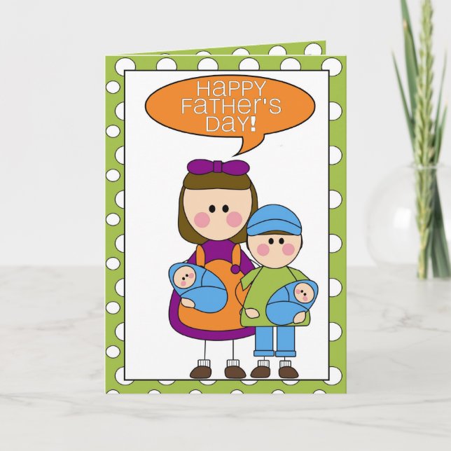 happy father's day (boy/girl/boy twins) card (Front)