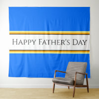 HAPPY FATHER'S DAY Bright Blue White Stripes Text