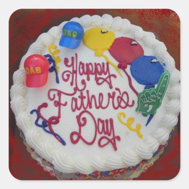 Happy Father's Day Cake Square Sticker (Front)