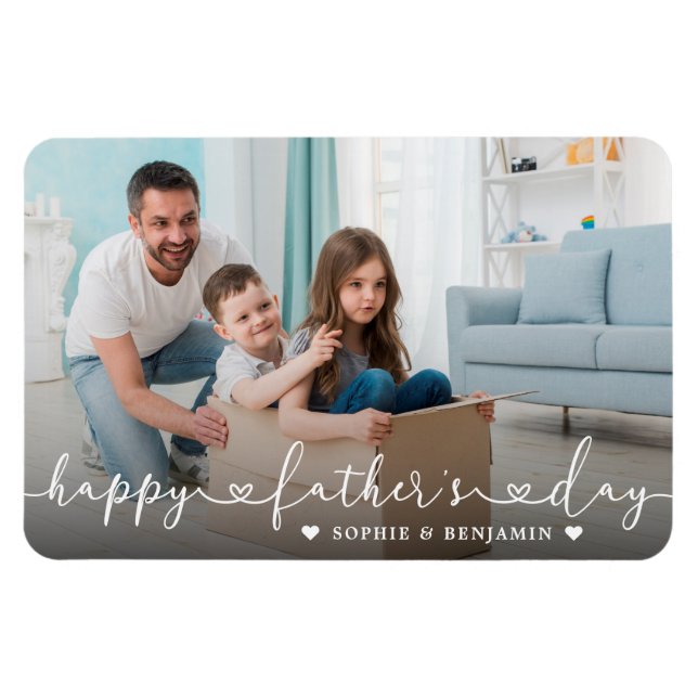 Happy Father's Day Calligraphy Photo Magnet (Horizontal)