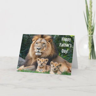 Happy Father's Day Card Lion Cubs Greeting Note