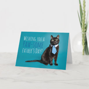 Happy Father's Day Cat in Tie Humor  Holiday Card