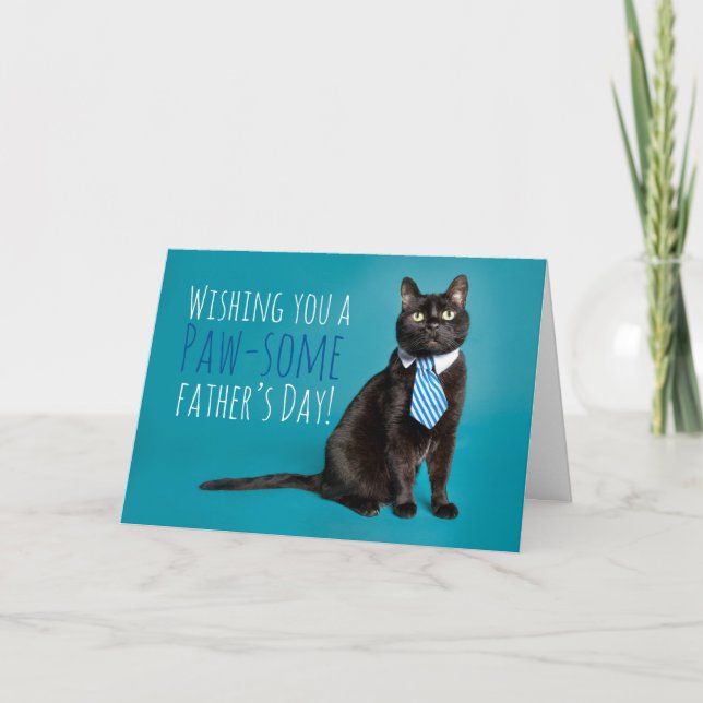 Happy Father's Day Cat in Tie Humor  Holiday Card (Front)