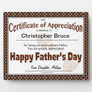 Happy Father's Day Certificate Plaque