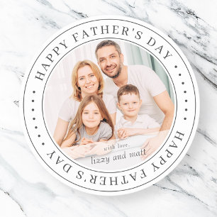 Happy Father's Day Classic Simple Photo Round Sticker