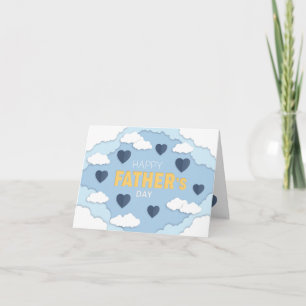 Happy Father's Day clouds and hearts Card