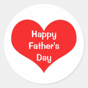 Happy Fathers Day  Colorful Heart Red White Custom Classic Round Sticker