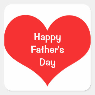 Happy Fathers Day  Colorful Heart Red White Custom Square Sticker