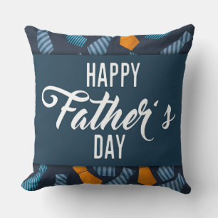 Happy Fathers Day Colourful Ties White Emblem      Throw Pillow