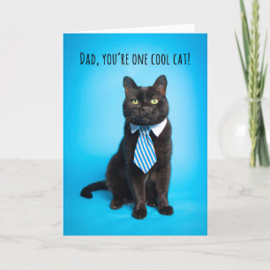 Happy Father's Day Cool Cat in Tie Humor Holiday Card