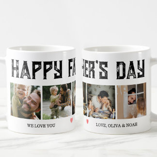 Happy Father's Day Custom 5 Photo Dad Gift Coffee Mug