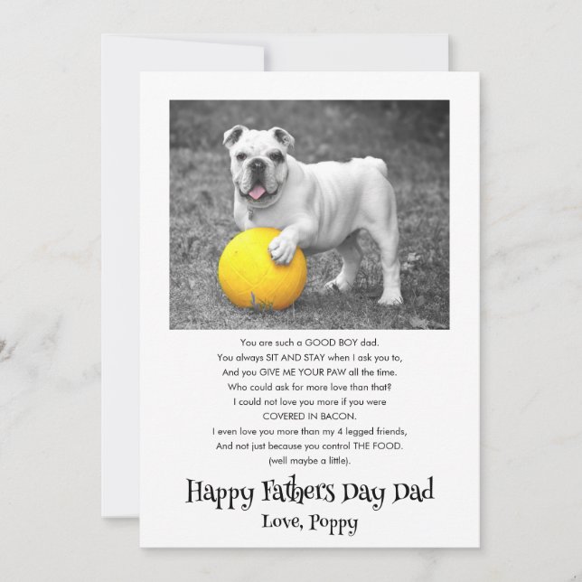 Happy Fathers Day Custom Dog Photo Funny Holiday Card (Front)