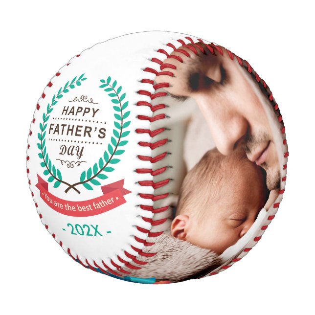 Happy Father's Day Custom Family Photos Baseball (Angled)
