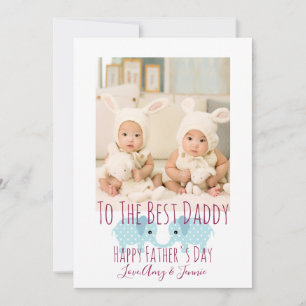 Happy Father's Day Custom Photo Twins Holiday Card