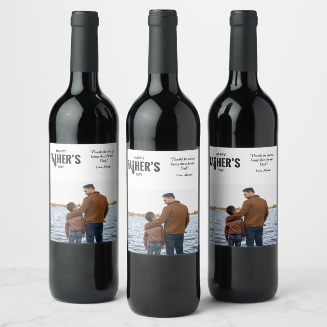Happy Father's Day Custom Photo Wine Label (Bottles)