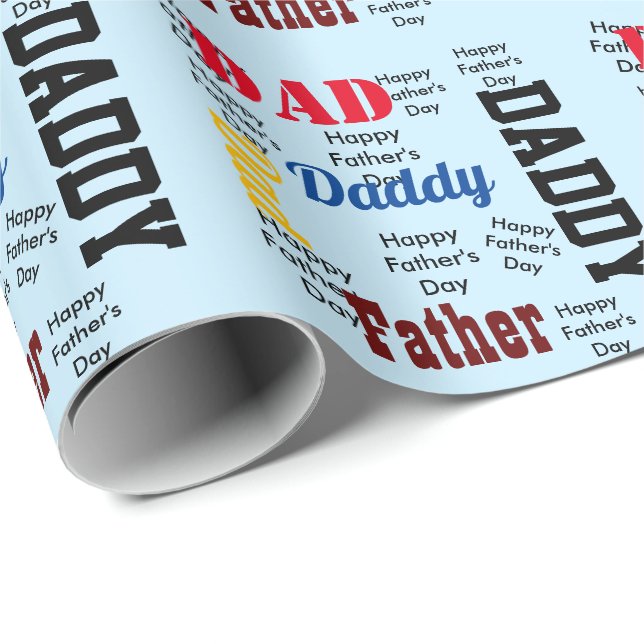 Happy Father's Day Custom Text Greeting Wrapping Paper (Roll Corner)