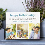 Happy Fathers Day Custom Wishes and 3 Photo Canvas Print<br><div class="desc">Stylish and personalized wrapped canvas for father's day. The photo template is set up for you to add 3 of your favourite photos and you can also edit as much of the text as you wish. The wording currently reads "happy father's day to the most awesome dad ever - we...</div>