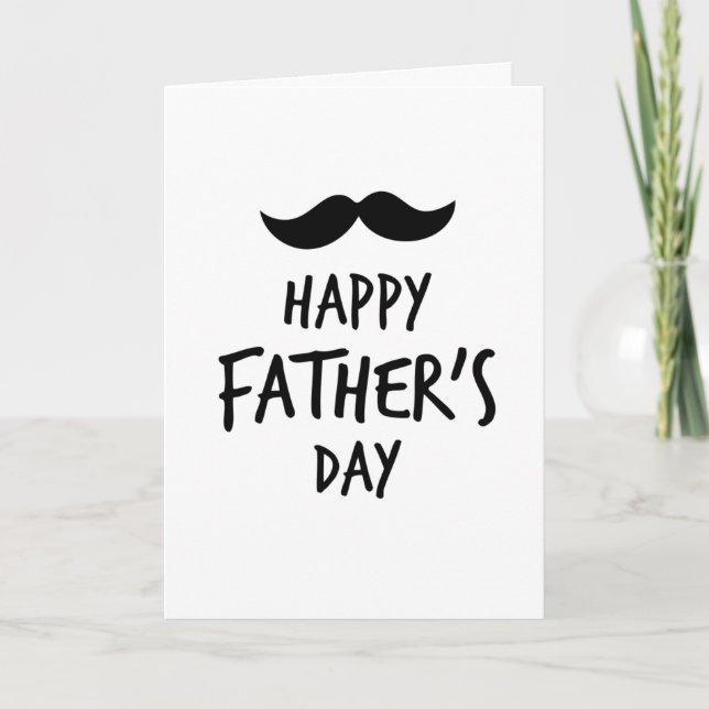 Happy Fathers Day Cute Moustache Personalized Card (Front)