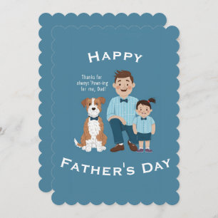 Happy Father's Day cute Puppy with Dad and Son  Holiday Card