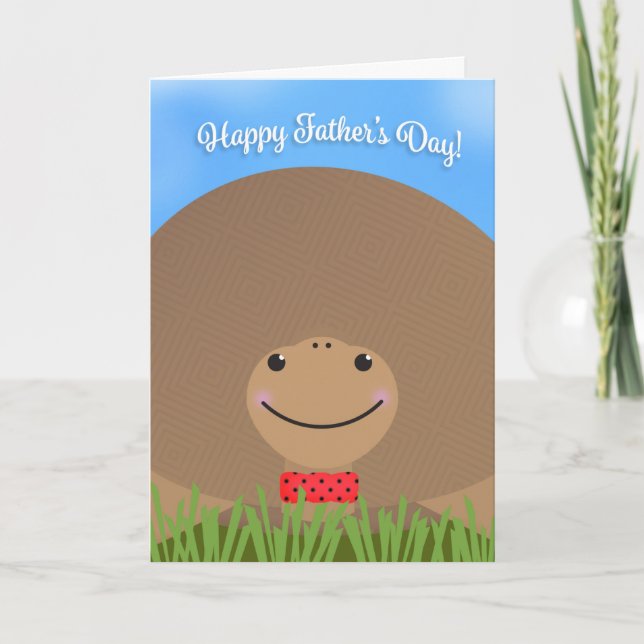 Happy Father's Day Cute Tortoise in Bow Tie  Holiday Card (Front)