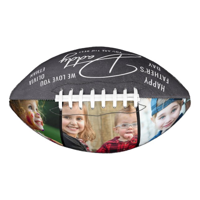  Happy Father's Day Dad 3 Photo Collage Chalkboard Football (Front)