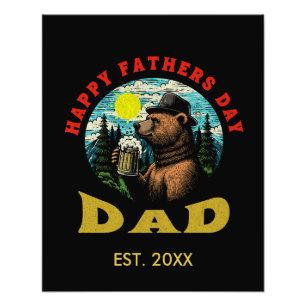 Happy Father's Day Dad Beer Mug Outdoorsman Bear  Photo Print
