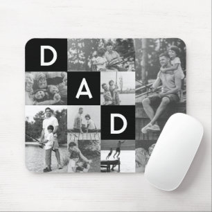 Happy Fathers Day Dad Black & White Photo Grid Mouse Pad